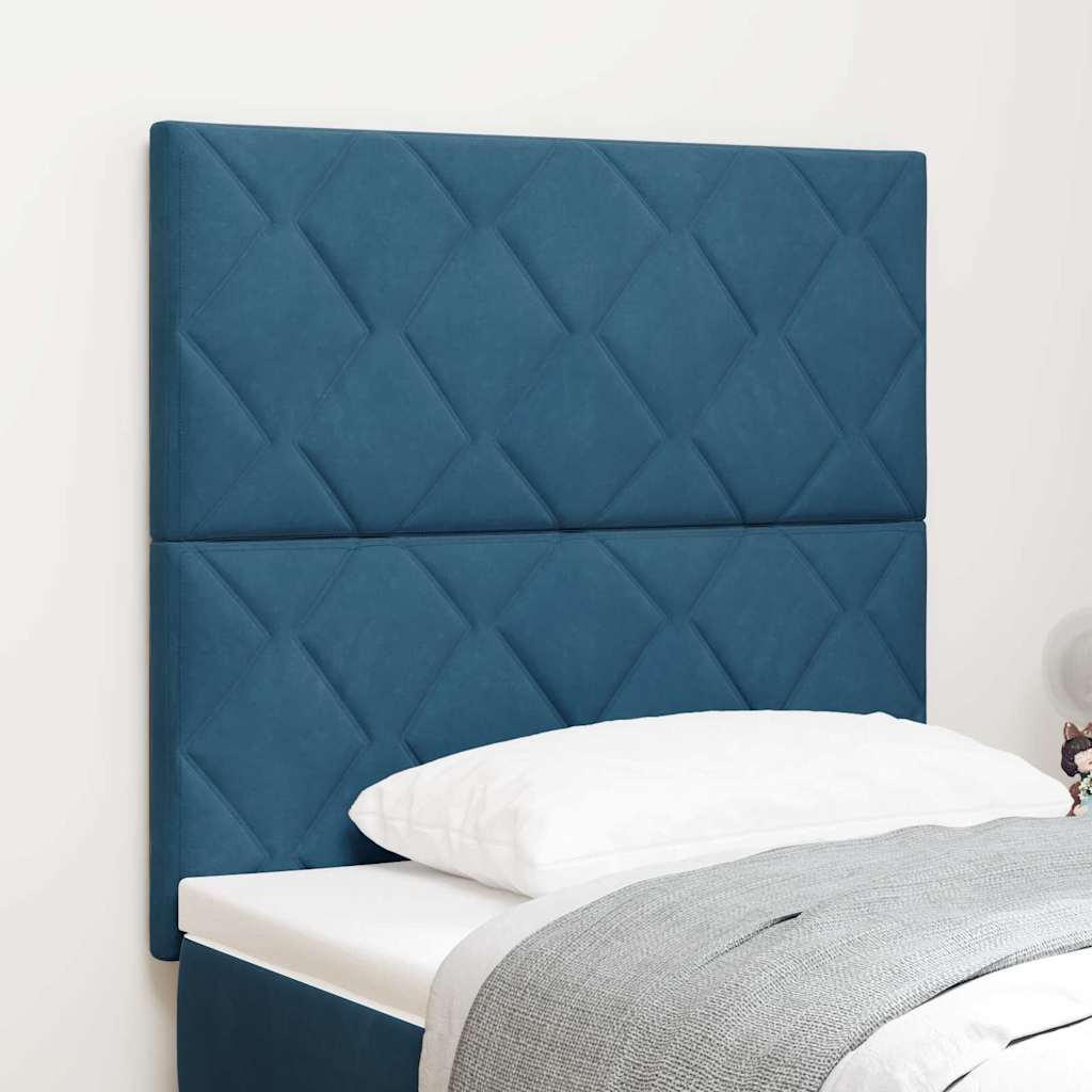 Headboard Wall-mounted Geometric Manual Dark blue 90 cm Velvet